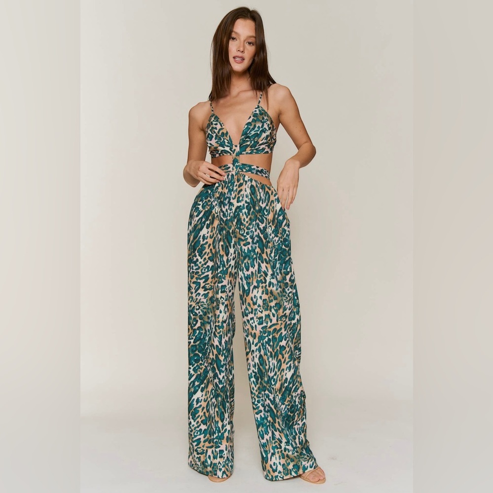 Hers & Mine Cut Out Spaghetti Strap Tie Back Jumpsuit